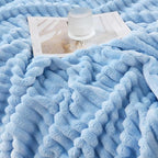 Light Blue Throw Blanket for Couch Sofa 50x60 inches Striped Design | Fleece - Image 4