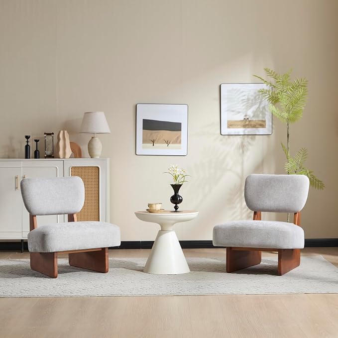 GDFStudio Upholstered Armless Accent Chairs Set of 2 Modern Side Chair by GDFStudio
