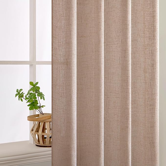 MIULEE Natural Beige Linen Curtains 52x45 Inch Long - Image 5