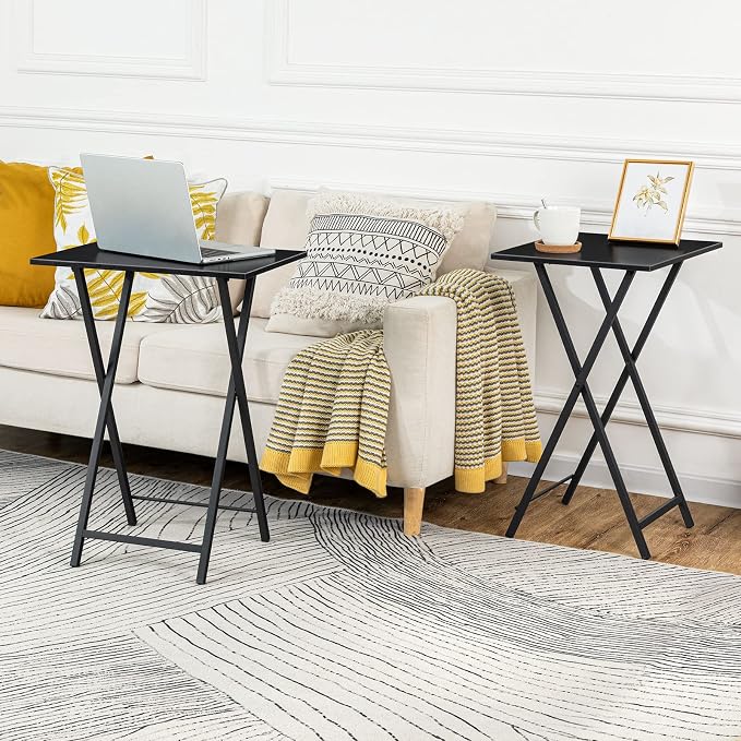 HOOBRO Folding TV Tray Tables, Industrial Snack Desk - Image 2
