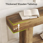 LITTLE TREE 63 Inches Long Console Table, 2-Tier Farmhouse Sofa Table Behind - Image 6