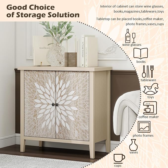 2-Door Carved Modern Storage Cabinet - Image 4