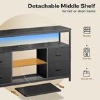Huuger TV Stand Dresser with Power Outlets and LED Lights, 4 Drawers - Image 4