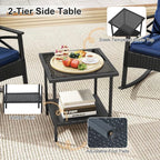 Tangkula 3 Pieces Outdoor Rocking Chairs Set, Rattan Heavy Duty Cushioned - Image 8