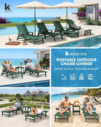 KINGYES HDPE Lounge Chair Outdoor Set of 2, Patio Chaise Lounge Recliner - Image 9