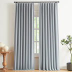 Vision Home Blue Gray Pinch Pleated Full Blackout Curtains Linen Blended Room by VisionHome