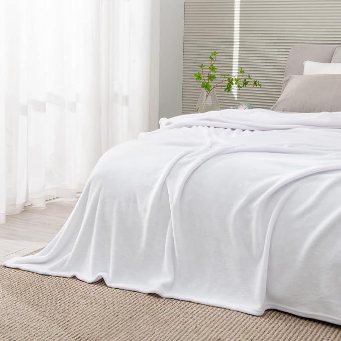 BEDELITE Fleece Blanket Soft Plush King Size Bed Blanket White 108"x90" | Ultra by BEDELITE