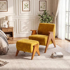 Linen Padded footstools Mid Century Modern Ottoman - Image 7