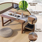 Japanese Floor Table, Bamboo Folding Coffee Table, Portable Solid Wood Japanese - Image 5