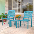 VINGLI 3-Piece Outdoor Bistro Set, Stackable Modern Metal Steel Table and Chairs - Image 8