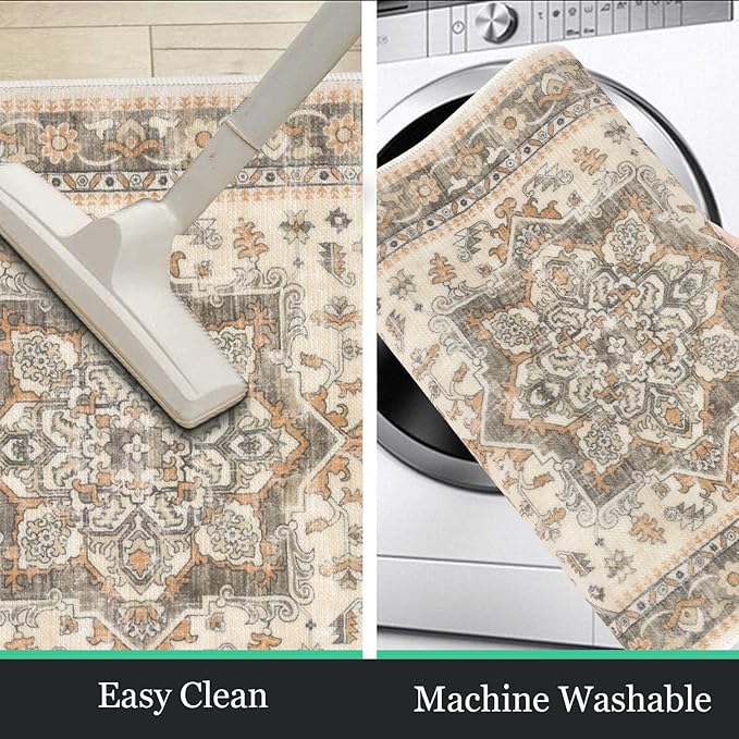 HEBE Boho Kitchen Rugs Set of 3, Non Slip Washable Kitchen Mats - Image 5