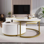 27.6" Modern Round Nesting Coffee Table Fluted - Image 6