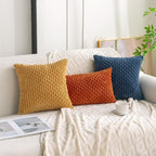Set of 4 Burnt Orange Decorative Throw Pillow Covers 12x20 Inch Corduroy Pillow - Image 3
