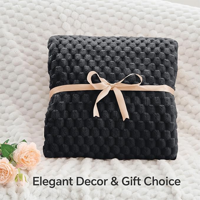 BEDELITE Black Throw Blanket for Couch, Soft Cozy Gifts for Women, 50 * 60 | 3D - Image 4