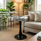 Gesodant Boho Chic Round Side Table, Stable Hourglass Pedestal Base, Unique - Image 3
