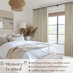 Burlywood Birch Pleated Blackout Linen 102 Inch Long Curtains 60 Inch Wide | - Image 2