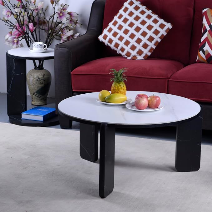 GDFStudio Round Nesting Coffee Table Set of 2, Modern Wooden Accent Side Table - Image 9