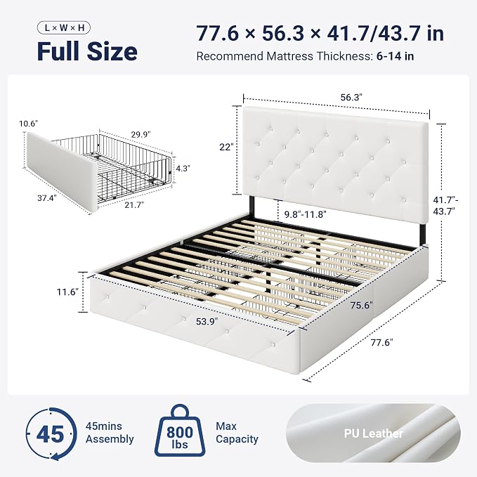 Allewie Upholstered Full Size Platform Bed Frame - Image 2