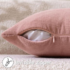 MIULEE Blush Pink Chenille Couch Throw Pillow Covers, 18x18 | Set of 2 - Image 3