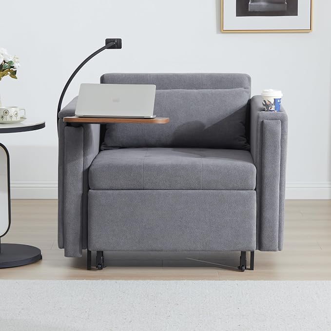 LEVNARY 3-in-1 Convertible Sleeper Chair Pull Out Bed, Single Sofa Chair Sleeper - Image 7