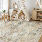 Rugflix 5x7 Area Rugs for Living Room, Washable Gold Beige Grey Large Rug | - Image 8