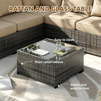 MOCHITO 7 Pieces Outdoor Patio Furniture Sets, All-Weather Sectional Sofa Grey - Image 2
