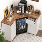 GDLF Corner Bar Cabinet with Fridge Space, Corner Coffee Bar Station with - Image 7