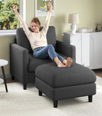 Welzona Sofa Accent Chair with Ottoman, Tool-Free Setup Living Room Accent by WelzonaDirect