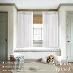 Semi Sheer Pinch Pleated Boho Linen Window Curtains 63 Inch Long 2 Panels | - Image 6