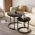 aboxoo Round Nesting Coffee Table Side Set of 2 End Tables - Image 6