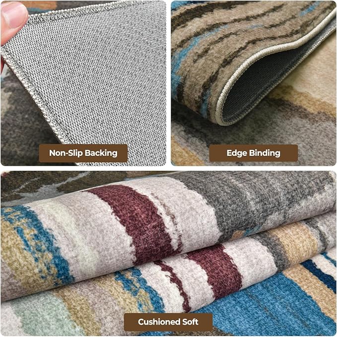 8x10 Modern Abstract Washable Area Rug - Image 3