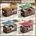 Memobarco 40" Lift Top Coffee Table, 4 in 1 Multi-Function Lift Coffee Tables - Image 3