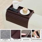 GEHE Bamboo Sofa Arm Tray, Foldable Couch Arm Tray Side Table, Anti-Falling - Image 5