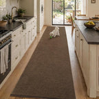 2x10 Beige Brown Solid Runner Rug Washable Non-Slip by Unknown