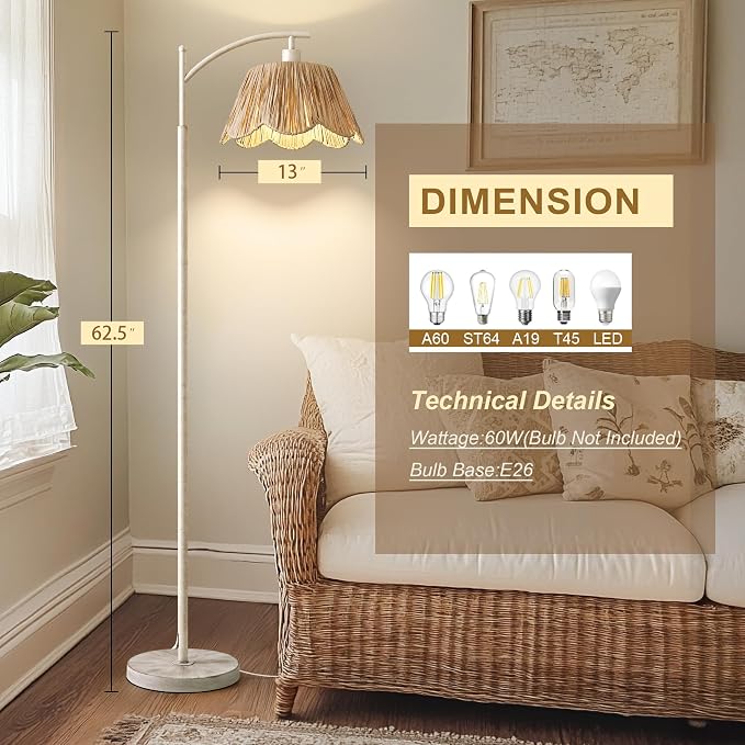 Oneach Farmhouse Floor Lamps for Living Room, Boho Floor Lamp for Bedroom - Image 3