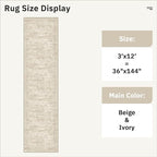 Soalmost Washable 3x12 Hallway Runner Rug Non-Slip Kitchen Entry Rugs Beige | - Image 5