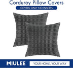MIULEE Corduroy Decorative Throw Pillow Covers 20x20 Dark Grey Pack of 2 | Soft - Image 6