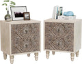 SUNBURY Nightstand w 2 Drawers, End Table Living Room Small Side Table by SUNBURY