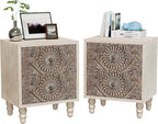 SUNBURY Nightstand w 2 Drawers, End Table Living Room Small Side Table by SUNBURY
