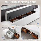 Luxury Smart King Bed Frame, Leather Headboard/Strong Wooden Slats - Image 7