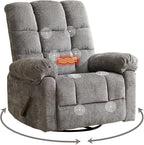 Swivel Rocker Recliner with Massage and Heat, Oversized Rocker Recliner with by Rhevoy