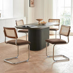 GrandNoor Rattan Dining Chairs Set, Wooden Mid Century Modern Dining Room Chairs by GrandNoor