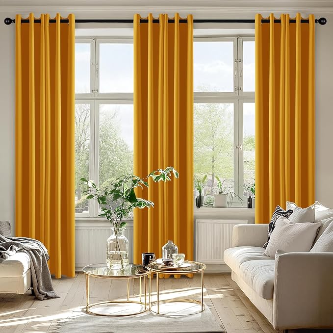 MIULEE Blackout Curtains for Bedroom 2 Panel 40x84 Inch Long Mustard Yellow | - Image 6