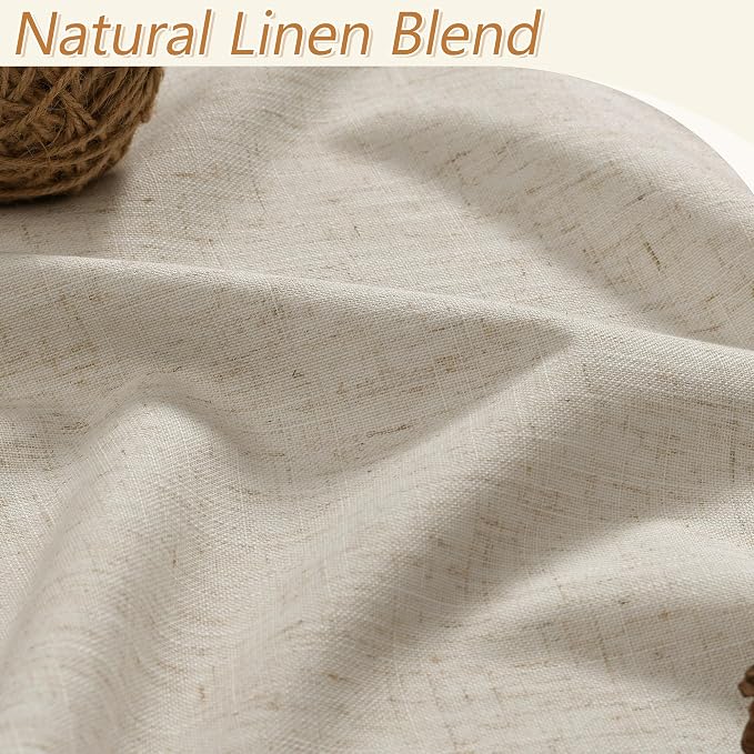 100% Blackout Linen Curtains for Bedroom 90 inches Long, Thermal Insulated Room - Image 3