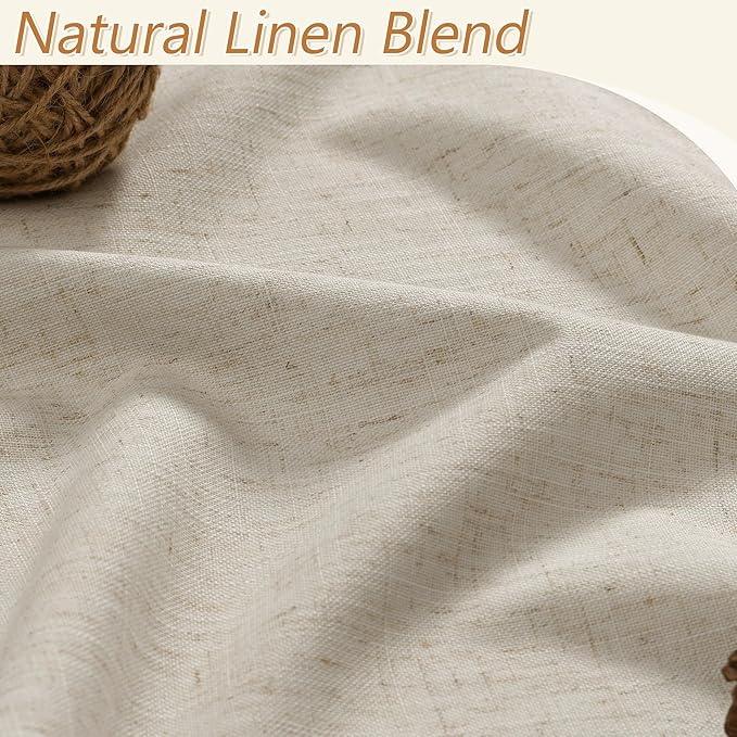 100% Blackout Linen Curtains for Bedroom 96 inches Long, Thermal Insulated Room - Image 3