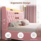Queen LED Velvet Bed Frame - Image 7