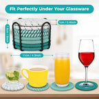 Green Coaster, Drink Coasters, 8 Pack Cup Coasters, Kitchen Table Decor - Image 2