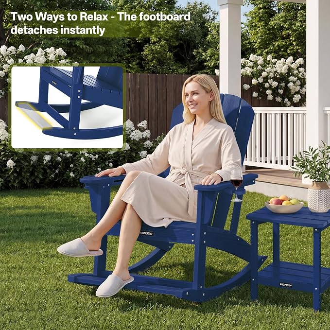 Outdoor Oversized Adirondack Rocking Chairs, All Weather HDPE Patio Rocking - Image 6