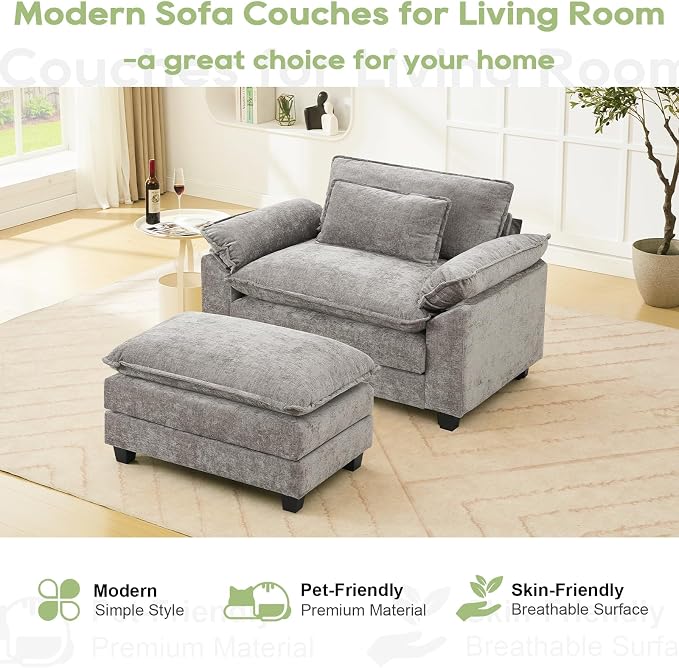Oprisen 53" Modular Sectional Sofa, Comfy Cloud Couch Sectional Sofa - Image 7