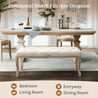 Cozyman Bedroom Bench, French Vintage Tufted Entryway Bench, 45.2" Carving - Image 6